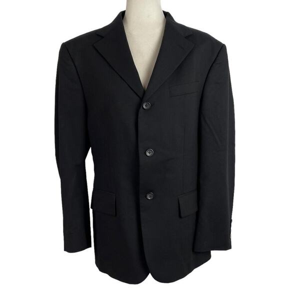 Oscar de La Renta Single Breasted 100% Wool Black Men's Suit Jacket Size 40S